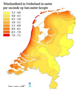 windkaart Nederland 10 meter hoogte